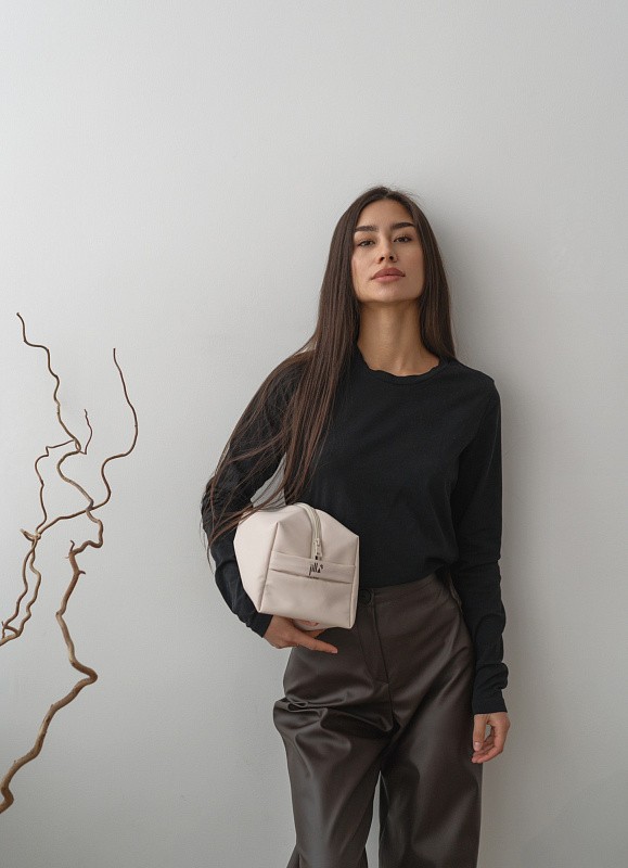 Косметичка jillas из искусственной кожи, L, бежевый