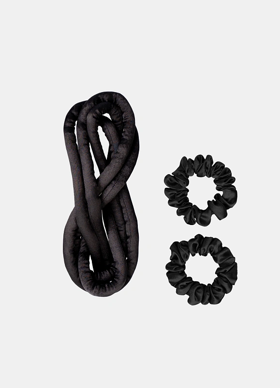 Мягкие бигуди из лебяжего пуха "Комплект jillas slim черный" по цене ₽1,390, размеры 205х85х25, для волос От каре до пояса