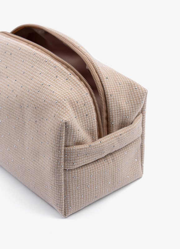Косметичка jillas со стразами, M, бежевый по цене 1&nbsp;690 ₽, размеры 300х200х30