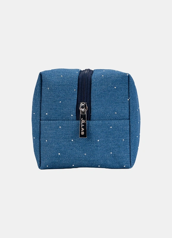 Косметичка jillas джинсовая со стразами, светло-голубой по цене ₽1,890, размеры 300х200х30