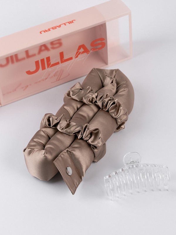 Мягкие бигуди из лебяжего пуха "Комплект jillas XL basic, капучино" по цене ₽2,190, размеры 215х175х75, для волос От лопаток до пояса