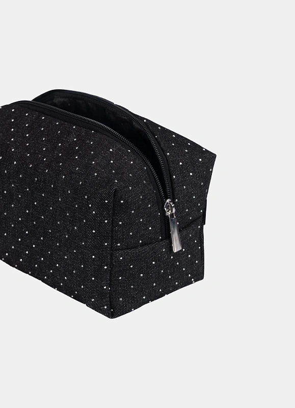 Косметичка jillas джинсовая со стразами, черный по цене ₽1,890, размеры 300х200х30
