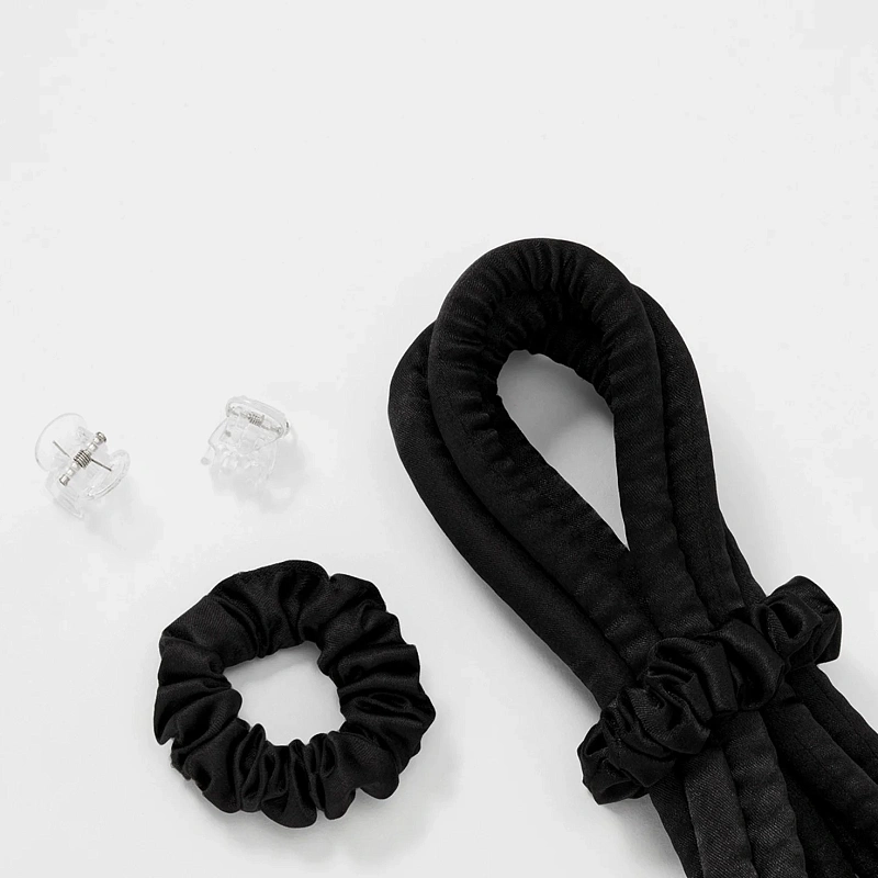 Мягкие бигуди из лебяжего пуха "Комплект jillas slim черный" по цене ₽1,390, размеры 205х85х25, для волос От каре до пояса