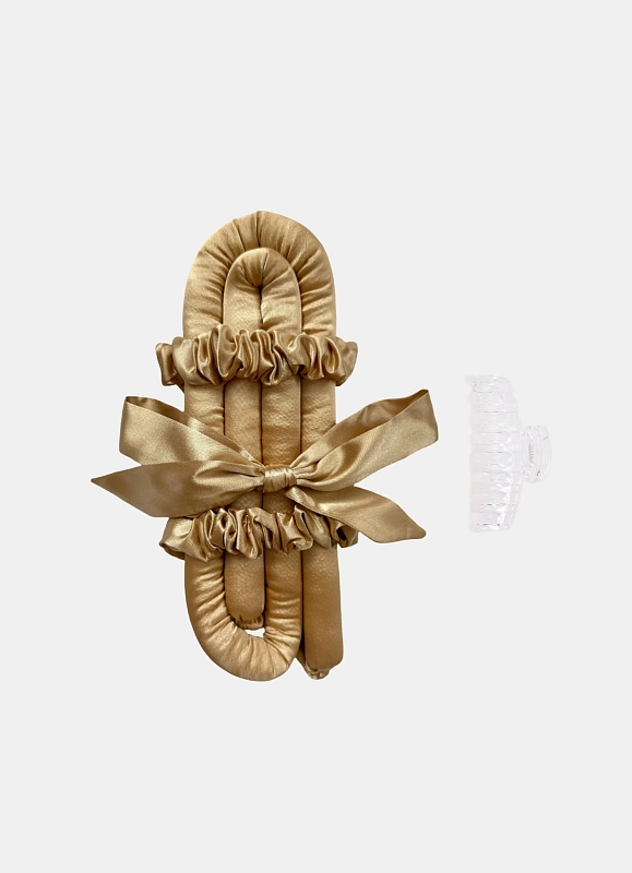 Мягкие бигуди из лебяжего пуха "Комплект jillas mini elegant золотистый" по цене ₽1,590, размеры 235х85х40, для волос От плеч до пояса