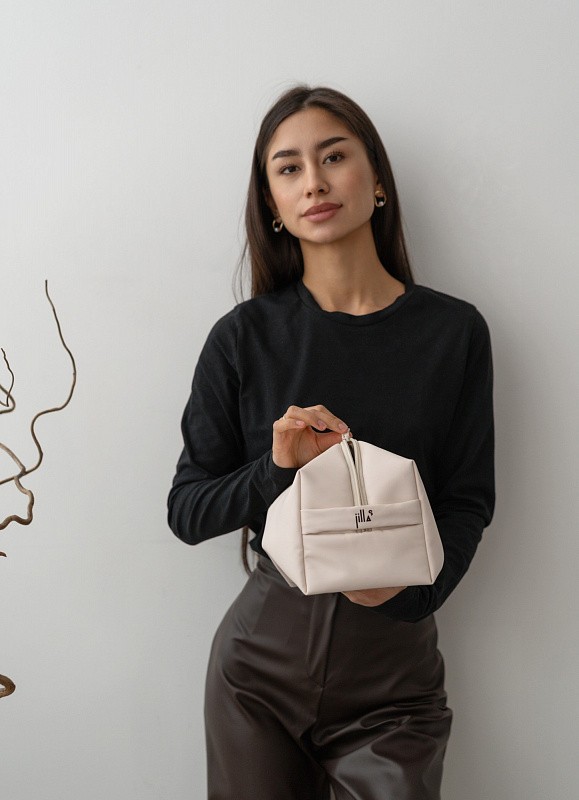 Косметичка jillas из искусственной кожи, L, бежевый