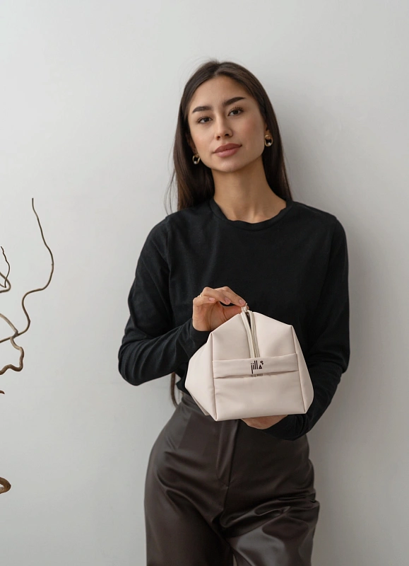 Косметичка jillas из искусственной кожи, L, бежевый по цене 1&nbsp;990 ₽, размеры 350х250х30