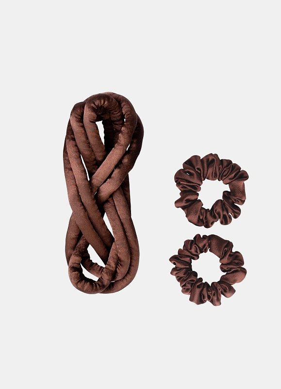 Мягкие бигуди из лебяжего пуха "Комплект jillas slim коричневый" по цене 1&nbsp;390 ₽, размеры 205х85х25, для волос От каре до пояса