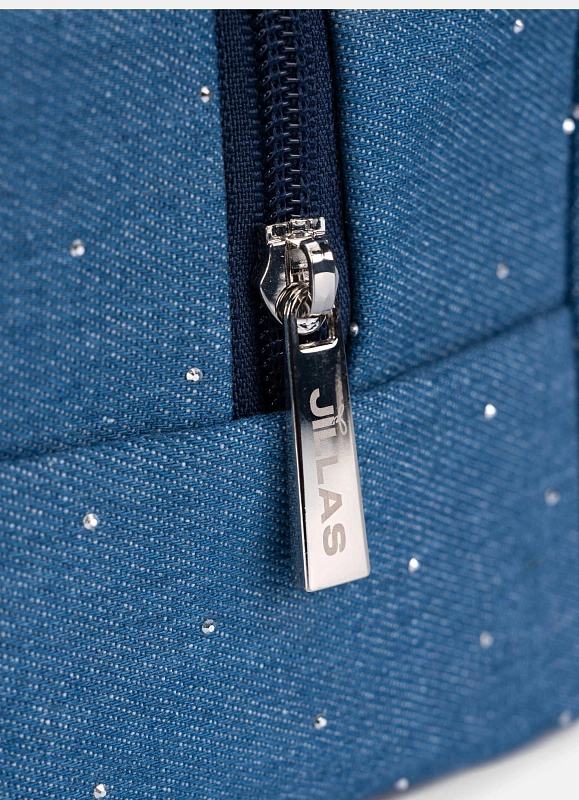 Косметичка jillas джинсовая со стразами, светло-голубой по цене ₽1,890, размеры 300х200х30