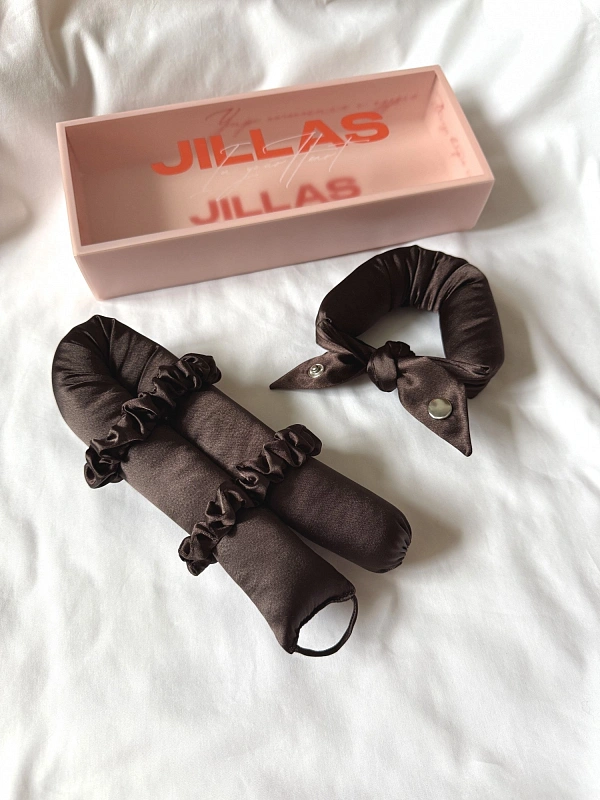 Мягкие бигуди из лебяжего пуха "Комплект jillas unicorn (34/420), коричневый" по цене 1&nbsp;990 ₽, размеры 255х105х50, для волос От лопаток до пояса