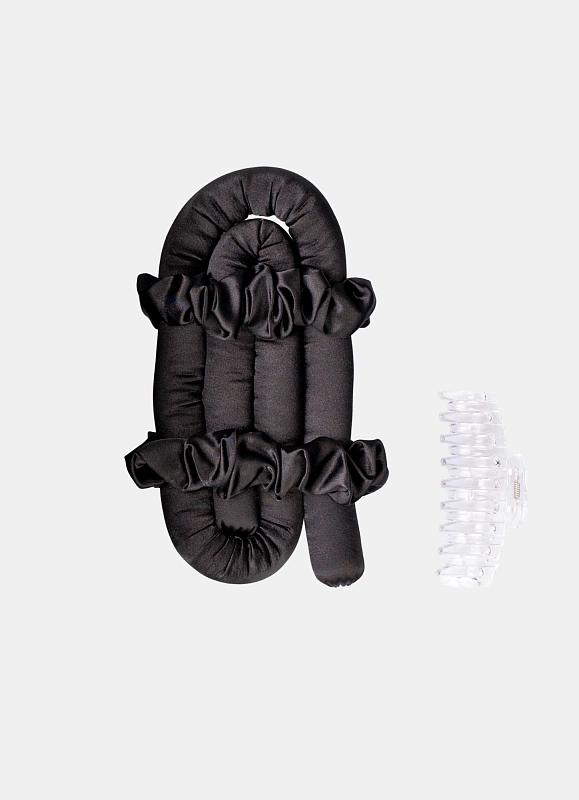 Мягкие бигуди из лебяжего пуха "Комплект jillas classic черный" по цене ₽1,390, размеры 255х105х50, для волос От лопаток до пояса