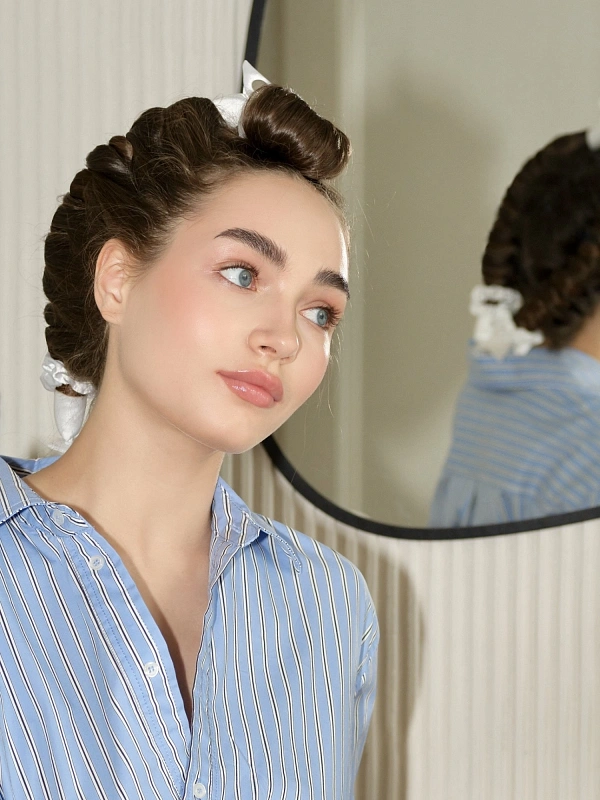 Мягкие бигуди из лебяжего пуха "Комплект jillas classic compact 2.0, белый" по цене ₽2,290, размеры 255х105х50, для волос От лопаток до пояса