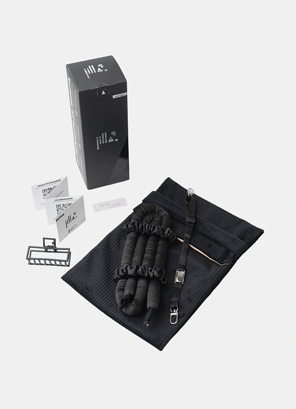 Мягкие бигуди из лебяжего пуха "Комплект jillas mini Pro черный" по цене 3&nbsp;290 ₽, размеры 230х80х35, для волос От плеч до пояса