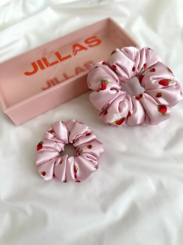 Резинки для волос jillas объемные, 2шт (M и L), малина на розовом - аксессуар для локонов по цене ₽1,690, материал Синтетическая ткань