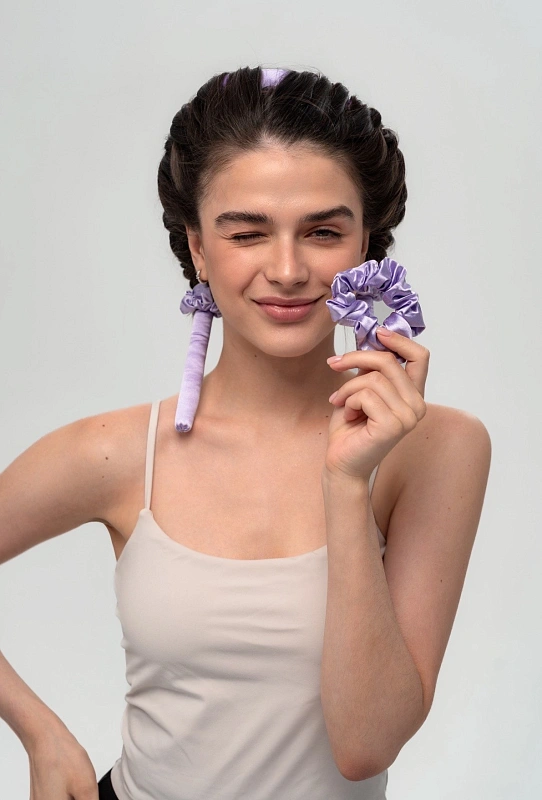 Мягкие бигуди из лебяжего пуха "Комплект jillas mini лавандовый" по цене 1&nbsp;390 ₽, размеры 235х85х40, для волос От плеч до пояса