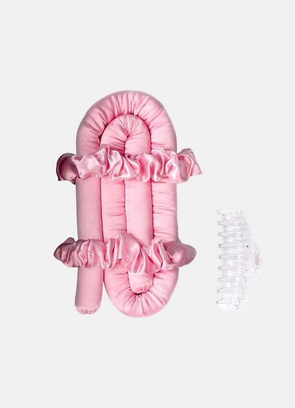 Мягкие бигуди из лебяжего пуха "Комплект jillas classic розовый" по цене ₽1,390, размеры 255х105х50, для волос От лопаток до пояса