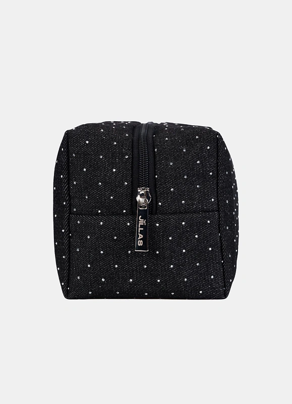 Косметичка jillas джинсовая со стразами, черный по цене ₽1,890, размеры 300х200х30