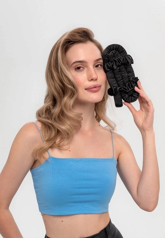 Мягкие бигуди из лебяжего пуха "Комплект jillas classic черный" по цене ₽1,390, размеры 255х105х50, для волос От лопаток до пояса