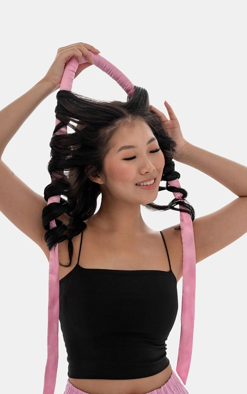 Мягкие бигуди из лебяжего пуха "Комплект jillas classic elegant розовый" по цене ₽1,590, размеры 255х105х50, для волос От лопаток до пояса