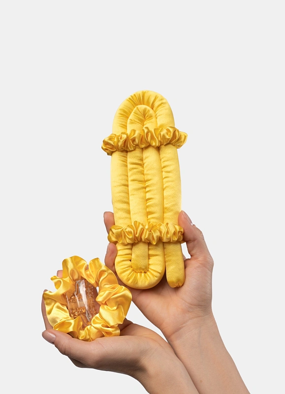 Мягкие бигуди из лебяжего пуха "Комплект jillas kids желтый" по цене ₽1,090, размеры 300х200х40, для волос От плеч до пояса