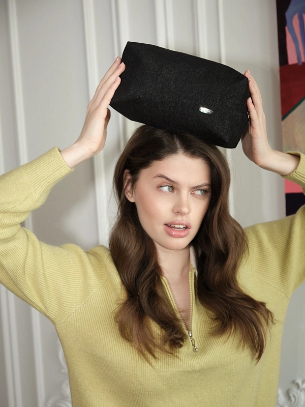 Косметичка jillas джинсовая, черный по цене ₽1,890, размеры 300х200х30