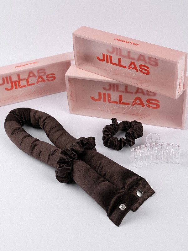 Мягкие бигуди из лебяжего пуха "Комплект jillas XL basic, коричневый" по цене ₽2,190, размеры 215х175х75, для волос От лопаток до пояса