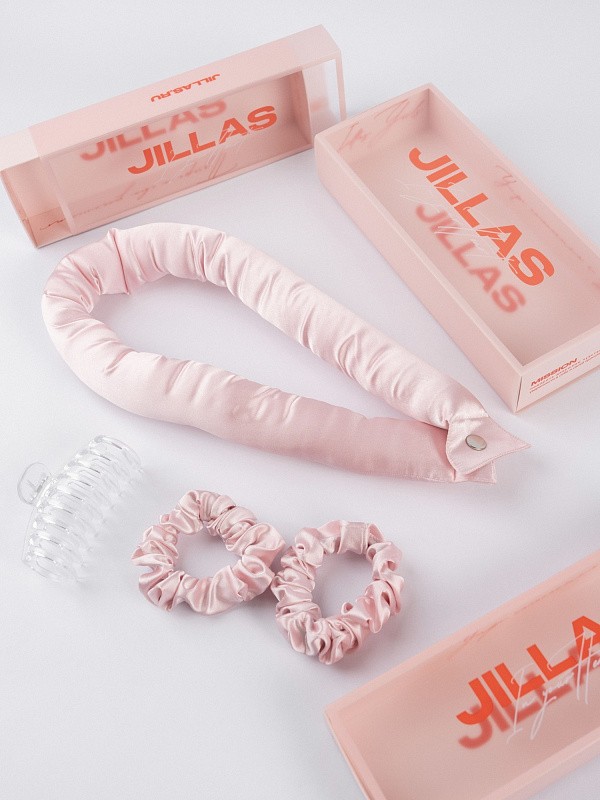 Мягкие бигуди из лебяжего пуха "Комплект jillas XL basic, светло-розовый" по цене ₽2,190, размеры 215х175х75, для волос От лопаток до пояса