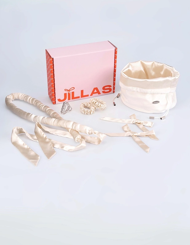 Мягкие бигуди из лебяжего пуха "Набор jillas for sleep, молочный" по цене ₽2,990, размеры 215х175х75, для волос От плеч до пояса