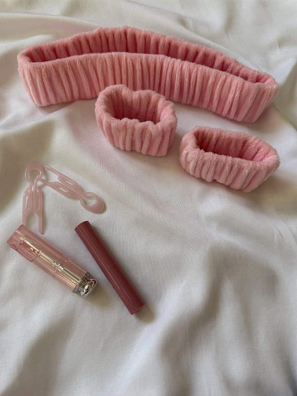 Набор повязок для умывания jillas из велюра, розовый, 4,5 см - аксессуар для локонов по цене ₽1,290, материал Синтетическая ткань