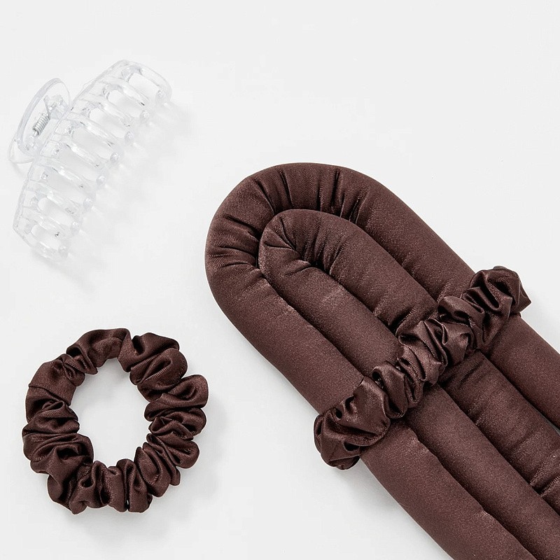 Мягкие бигуди из лебяжего пуха "Комплект jillas mini коричневый" по цене 1&nbsp;390 ₽, размеры 235х85х40, для волос От плеч до пояса