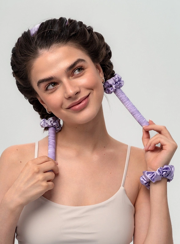 Мягкие бигуди из лебяжего пуха "Комплект jillas mini лавандовый" по цене 1&nbsp;390 ₽, размеры 235х85х40, для волос От плеч до пояса