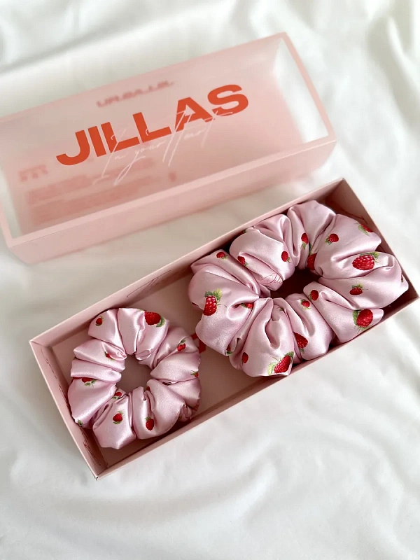 Резинки для волос jillas объемные, 2шт (M и L), малина на розовом - аксессуар для локонов по цене ₽1,690, материал Синтетическая ткань