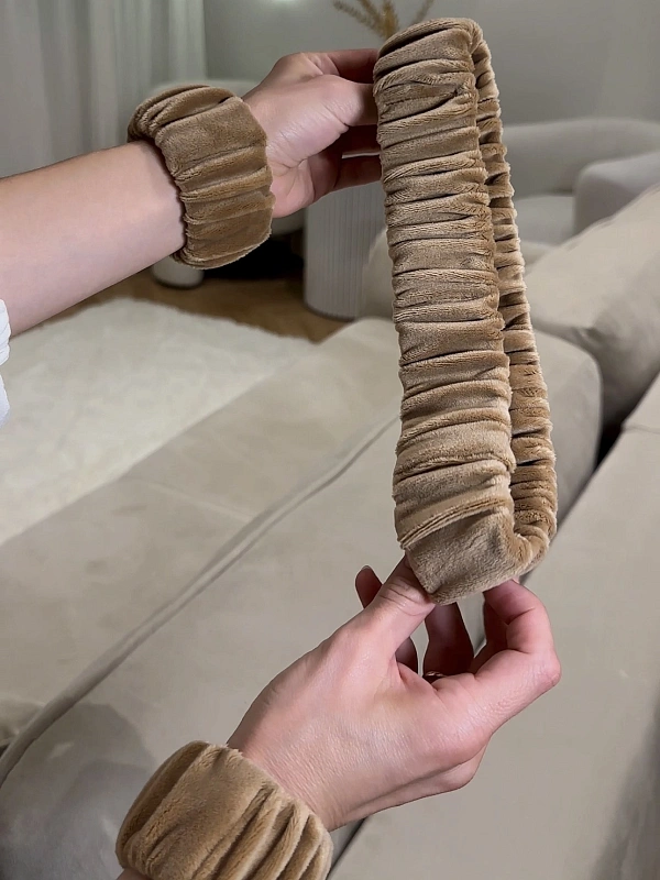 Набор повязок для умывания jillas из велюра, светло-коричневый, 4,5 см - аксессуар для локонов по цене ₽1,290, материал Синтетическая ткань