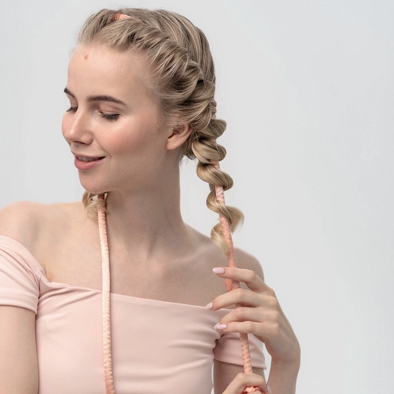 Мягкие бигуди из лебяжего пуха "Комплект jillas slim персиковый" по цене ₽1,290, размеры , для волос От каре до пояса