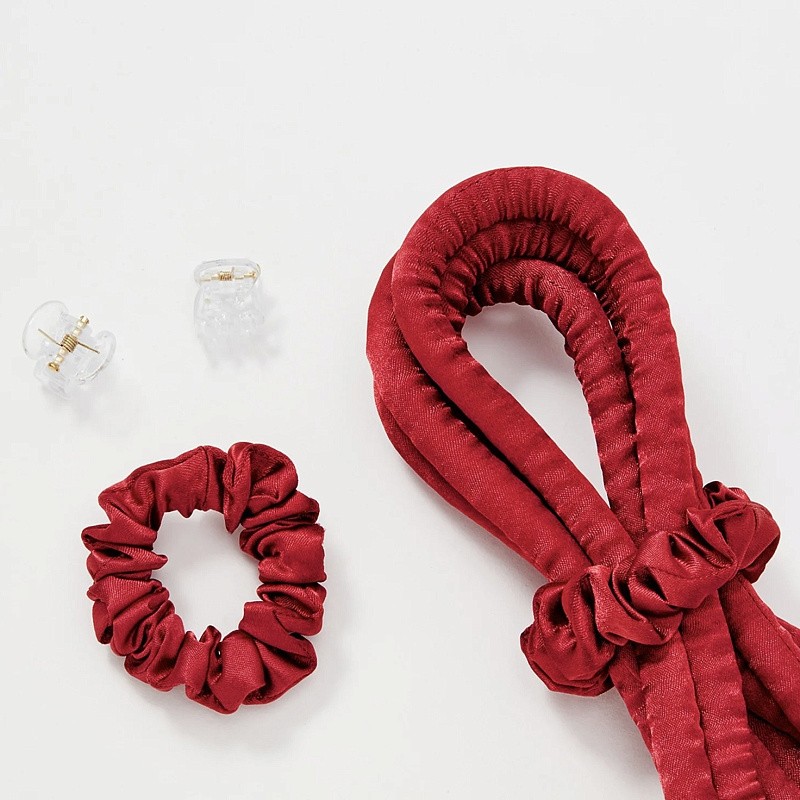 Мягкие бигуди из лебяжего пуха "Комплект jillas slim бордовый" по цене ₽1,390, размеры 205х85х25, для волос От каре до пояса