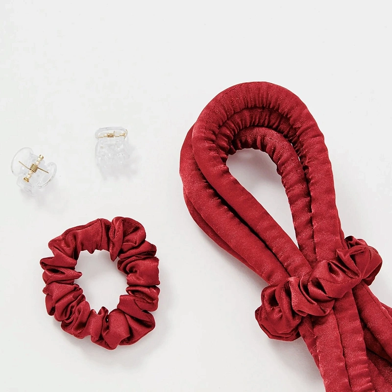 Мягкие бигуди из лебяжего пуха "Комплект jillas slim бордовый" по цене ₽1,390, размеры 205х85х25, для волос От каре до пояса