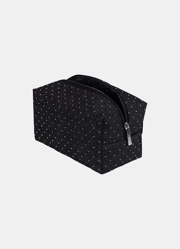 Косметичка jillas джинсовая со стразами, черный по цене ₽1,890, размеры 300х200х30