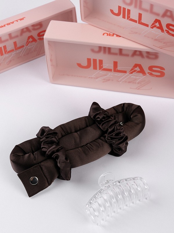 Мягкие бигуди из лебяжего пуха "Комплект jillas classic basic, коричневый" по цене ₽2,090, размеры 255х105х50, для волос От лопаток до пояса