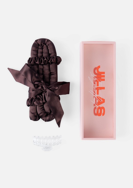 Мягкие бигуди из лебяжего пуха "Комплект jillas mini elegant с мягким наполнителем, коричневый" по цене ₽1,890, размеры 235х85х40, для волос От плеч до пояса