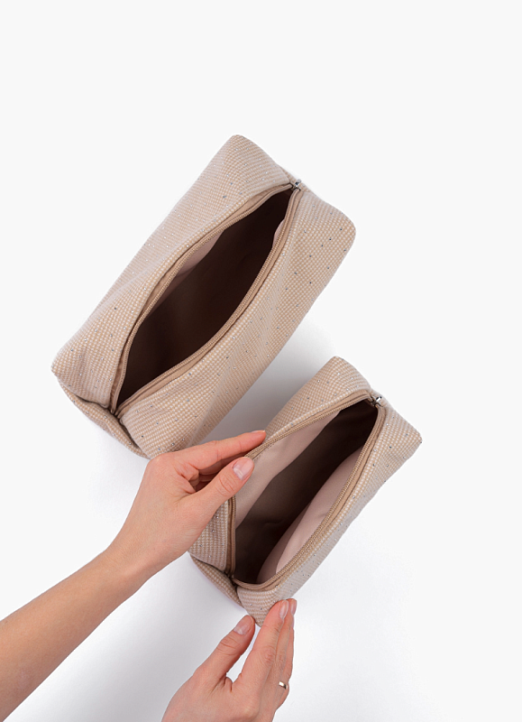 Косметичка jillas со стразами, S, бежевый по цене ₽1,590, размеры 300х200х30