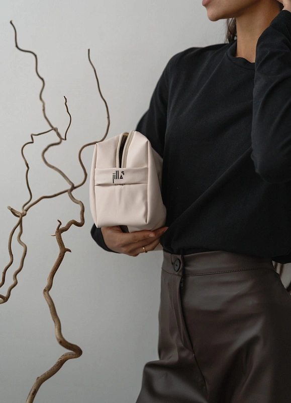 Косметичка jillas из искусственной кожи, M, бежевый по цене ₽1,890, размеры 300х200х30