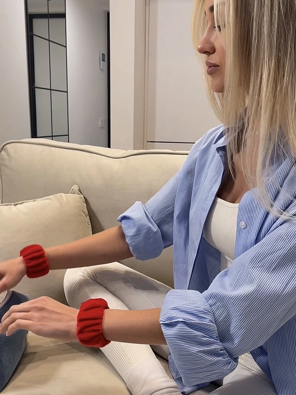 Набор повязок для умывания jillas из велюра, красный, 4,5 см - аксессуар для локонов по цене ₽1,290, материал Синтетическая ткань