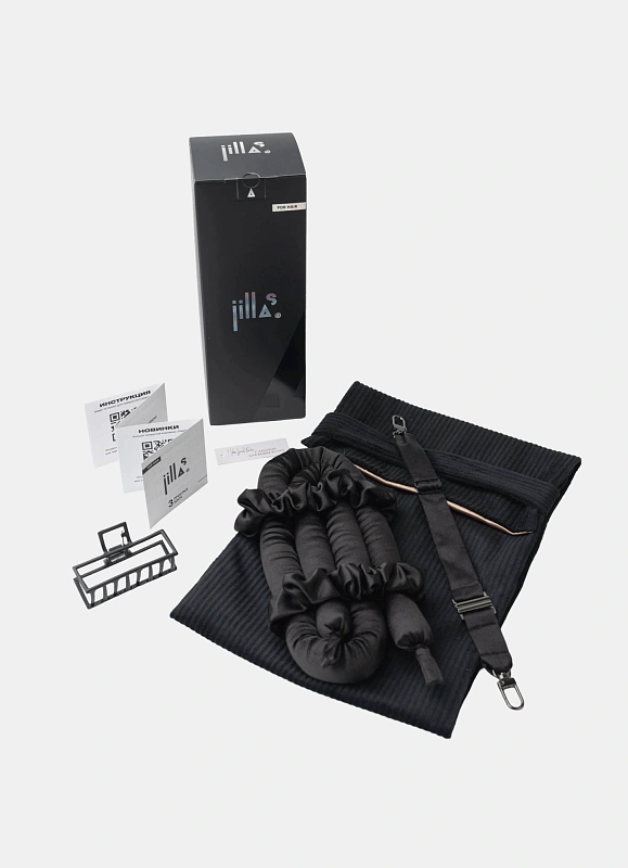 Мягкие бигуди из лебяжего пуха "Комплект jillas classic Pro черный" по цене 3&nbsp;490 ₽, размеры 250х100х45, для волос От лопаток до пояса