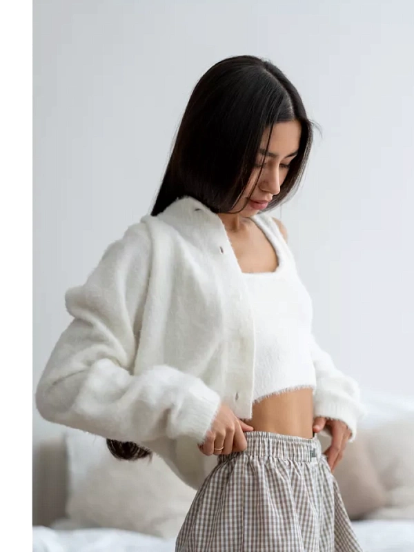 Шорты домашние jillas в мелкую клетку, бежевый, XS-S